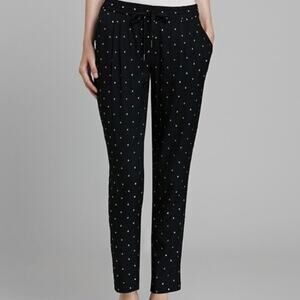 Joie Black Embroidered Gold Square Silk Blend Jogger Pants Size Medium